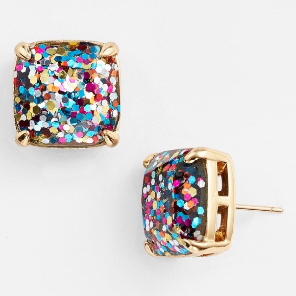 Kate Spade Glitter Stud Earrings in "Confetti Multi Glitter" 14K Gold Plated - Picture 9 of 12